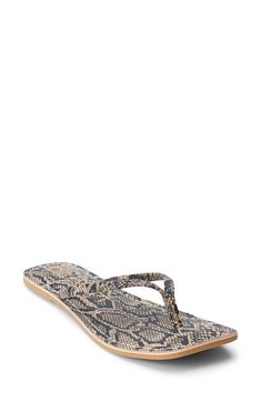 An angular square toe lends modern appeal to a summer-ready flip flop secured by a center toe post. Synthetic upper, lining and sole Imported On Beach, Summer Ready, Flip Flop, Bungalow, Flip Flops, Nordstrom, Square