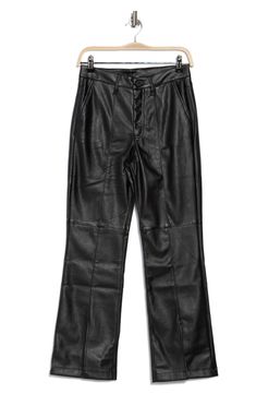 A groovy mix of vintage and modern, these faux-leather flare pants streamline your look with front seams that fall to footwear-flaunting slit hems. 29" inseam; 18" leg opening; 10 3/4" front rise 100% polyester Hand wash, line dry Imported Leather Flare Pants, Classic Slippers, Kids Rain Boots, Dolce Gabbana Sunglasses, Concert Looks, Flip Flop Slippers, Designer Crossbody Bags, Ugg Classic, Sweaters And Leggings