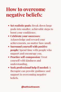 a poster with the words how to overcome negative beliefss