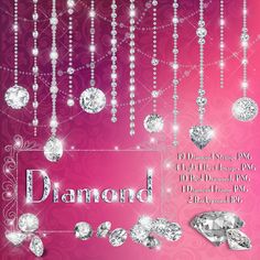 diamond background with diamonds and jewels on pink wallpaper - free image 34971