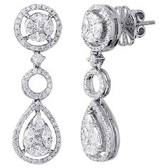 Type: Earring Height: 33 mm Width: 10 mm Metal: White Gold Metal Purity: 18K Hallmarks: 750 Total Weight: 9.3 Gram Stone Type: 2.40 CT G SI1 Diamonds Condition: New Stock Number: N112 Gia Certified Luxury Diamond Earrings For Formal Occasions, Gia Certified Luxury Pear-shaped Jewelry, Luxury Pear-shaped Brilliant Cut Diamond Earrings, Luxury Gia Certified Pear-shaped Diamond Earrings, Formal Luxury Diamond Earrings With Vvs Clarity, Luxury Diamond Earrings With Vvs Clarity For Formal Events, Gia Certified Diamond Earrings For Formal Events, Luxury Platinum Diamond Earrings With Halo Design, Luxury Formal Diamond Earrings With Brilliant Cut