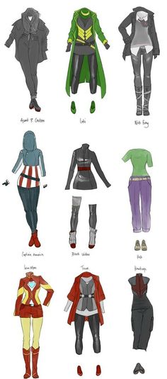 an image of different types of costumes