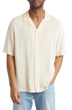 AllSaints Venice Relaxed Fit Short Sleeve Button-Up Camp Shirt | Nordstrom Short Sleeve Shirt Outfit, Shirt Outfit Men, Convertible Collar, Europe Outfits, Cream Shorts, Calling Card, Sweet Shirt, Guest Attire, Button Down Short Sleeve