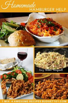 the collage shows different types of food