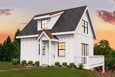 this is a computer rendering of a house with porches and windows on the front