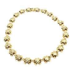 Vintage Tiffany & Co. 18k Yellow Gold Large X Classic Signature Necklace. Featuring an elegant "X" motif going all around the necklace.   Details:  Metal: 18k Yellow Gold Length: 16.25"  Weight: 133.6 grams Width: 14.5mm Hallmarks: T&Co 750 ES Gold Tiffany Necklace, Gold Tiffany, Chanel Ring, Watch Cufflinks, Signature Necklace, Tiffany Necklace, Hermes Jewelry, Vintage Tiffany, Fine Jewellery Necklace