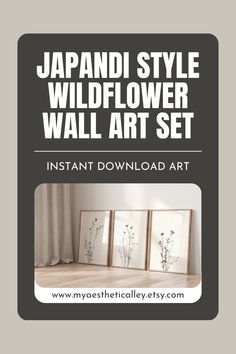 the japanese style wildflower wall art set