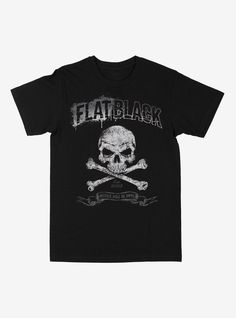 Flat Black's latest album Justice Will Be Done is on the horizon  so while you're blasting the title track  grab this tee showing a skull and crossbones and the band's logo.100% cottonWash cold; dry lowImportedListed in men'sunisex sizes Skull Screen Print T-shirt For Concerts, Punk Black T-shirt For Biker Events, Black Band Merch T-shirt With Logo, Black T-shirt With Skull Print For Fans, Black Rocker T-shirt With Band Logo, Rock Style Skull Print T-shirt, Black Skull Print T-shirt For Concert, Black Punk T-shirt For Biker Events, Rocker T-shirt With Skull Print For Streetwear