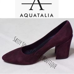 New Aquatalia Brown Plum Suede Leather Pumps. The Color Is A Brown In Some Lights And A Plum Tint In Other Light So I'm Listing As A Brown Plum Color. Size 7 Closet Details Please Read No Low-Ball Offers Shipping 2-4 Days No Exchanges Per Posh New To Poshmark? Use Promo Code Smartgirlsummer To Get $10 Off When You Sign Up Boho Western Hippie Coastal Farmhouse French Vintage Victorian Y2k Pearlcore Anthropologie Beach Professional Madwell Lace Christmas Barbie Whbm 90's Travel Tie Dye Yellowstone Purple Suede Evening Heels, Purple Suede Heels For Evening, Purple Suede Heels With Pointed Toe, Purple Block Heel Shoes With Medium Width, Purple Block Heel Medium Width Heels, Chic Purple Heels For Formal Occasions, Chic Purple Heels For Formal Events, Fitted Purple Heels For Formal Occasions, Chic Purple Almond Toe Heels