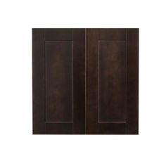 a brown cabinet door with two doors