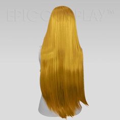 Eros Lacefront Autumn Gold Wig Dimensions Length: 23" (from back hairline to bottom of wig) Lace: 12" x 1" (unventilated area) Cap Size: 21.5" Please review these measurements carefully as wigs tend to look a bit longer on mannequins due to their smaller head size. Gold Wig, Gold Wigs, Epic Cosplay, Wig Lace, Long Wigs, Wig Cap, Flat Iron, Cosplay Wigs, Lace Wigs