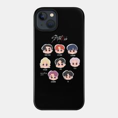 an iphone case with the faces of people in different colors and sizes on it, including one