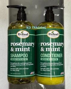 MADE IN USA ~ GUARANTEED DELIVERY ~ SAME DAY EXPEDITED SHIPPINGh ROSEMARY & MINT SHAMPOO + CONDITIONER INFUSED WITH BIOTIN Strengthening dry and damaged hair to help promote growth, manageability and shine Smooths split ends and helps dry, flaky scalp  For All Hair Types Paraben & Phthales free Color Safe Formula Made in USA Hair Shampoo For Growth, The Best Shampoo And Conditioner, Beauty Recommendations, Dry Flaky Scalp, Rosemary Mint Shampoo, Rosemary Shampoo, Yonsei University, Mint Shampoo, Curly Hair Care Routine