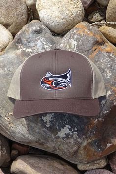 Drifthook Trucker Cap—Brown with Red Logo - Drifthook Brown With Red, Fishing Hats, Fishing Apparel, Fly Fishing Gear, Fishing Hat, Panel Hat, Fishing Outfits, Red Logo, Keep Cool