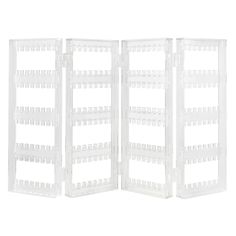 a white room divider with multiple sections on each side and one section open to show the