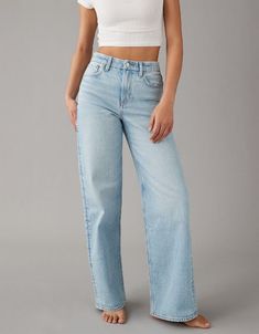 Cute Modern Outfits For Women, Mom Jeans No Holes, Cute High Rise Jeans, H&m Straight Jeans, Jean Cute Outfits, Cute Trendy Pants, Cute Womens Jeans, Amazon Wide Leg Jeans, Baggy Jeans Mid Rise