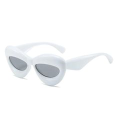 Stylish Oversized Oval Sunglasses with Thick Frames - UV400 Protection Fashion Eyewear - Lucid Fantasy White Sunglasses With Uva Protection For Party, White Retro Cat Eye Sunglasses For Beach, Retro White Cat Eye Sunglasses For Beach, White Cat Eye Sunglasses With Glass Lenses, White Cat Eye Sunglasses For Summer, White Glass Cat Eye Sunglasses For Summer, Chic White Cat Eye Sunglasses Made Of Glass, Chic White Glass Cat Eye Sunglasses, Chic White Cat Eye Sunglasses