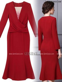 10% off now|Free shipping world-wide. Elegant Burgundy Knee Length Fishtail Party Dress with Long Sleeves at GemGrace. Click to learn our pro custom-made service for wedding dress, formal dress. View #WeddingGuestDresses for more ideas. Elegant Dresses With Mermaid Hem For Fall, Elegant Mermaid Hem Dress For Fall, Fitted Mermaid Hem Dresses For Fall, Fitted Long Sleeve Evening Dress For Fall, Elegant Red Mermaid Fishtail Dress, Elegant Red V-neck Mermaid Dress, Elegant Long Sleeve Holiday Evening Dress, Fitted Knee-length Evening Dress For Fall, Elegant Long Sleeve Mermaid Dress For Parties