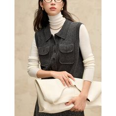 Vintage Lapel Pure Wool Sweater Vest Women Polo Collar Single Breasted Pocket Knitted Tops Vest For Women, French Retro, Vest Women, Sweater Vest Women, Knitted Vest, Wool Vest, Knitted Tops, Collar Pattern, Style Cardigan