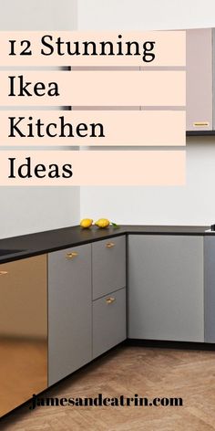 a kitchen with stainless steel cabinets and black counter tops is featured in the article 12 stunning ikea kitchen ideas