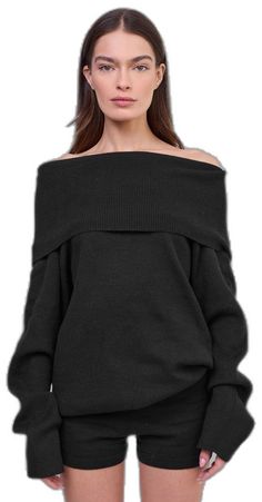 Off Shoulder Knit Top, Blvck Paris, Black Off Shoulder, Off Shoulder Top, Black Sweater, Off Shoulder Tops, Look Chic, Black Sweaters, Knit Top