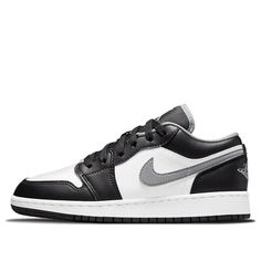 (GS) Air Jordan 1 Low 'Black Medium Grey' 553560-040 (AJ1/SNKR/Retro/Low Top/Basketball) Throwback Black Basketball Shoes For Streetwear, Throwback Black High-top Skate Shoes, Black Throwback Basketball Shoes With Boost Midsole, Throwback Black Basketball Shoes With Boost Midsole, Throwback Black Low-top Skate Shoes, Black Retro Round Toe Skate Shoes, Black Throwback Skate Shoes With Round Toe, Black Throwback Round Toe Skate Shoes, Throwback Black Round Toe Skate Shoes