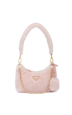 Shearling Mini Bag by PRADA Now Available on Moda Operandi Designer Pink Bag, Prada Pink Bag, Designer Bags Aesthetic, Pink Prada Bag, Pink Designer Bags, Cute Pink Bag, Prada Mini Bag, Prada Style, Purse Design