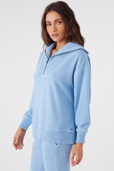 Cozy up in this quarter-zip sweater. It features a super-soft french terry design, mock neck detail and solid color wash. O'Neill Women's quarter-zip sweater Regular length Mock neck and yoke Soft french terry feel Solid color wash 80% Cotton, 20% Polyester French Terry | O'Neill Women's Karma French Terry Half Zip Pullover in Chambray, Size XL, French Terry/Polyester Casual Half-zip Sweats For Loungewear, Athleisure Half-zip Sweater For Loungewear, Cozy Half-zip Sweatshirt For Loungewear, Winter Half-zip Sweatshirt For Loungewear, Relaxed Fit Half-zip Sweatshirt For Loungewear, Half-zip Sweater With Ribbed Cuffs For Loungewear, Cozy Fit Half-zip Top With Ribbed Cuffs, Winter Half-zip Loungewear Tops, Half-zip Sweats For Winter Loungewear