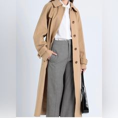 Nwot Topshop Trench Coat Size Us 4-6 *Tan Color *Length- 50.5” From Shoulder *P2p- 21” *Single Breasted *Strapped Cuffs *Fully Lined *Hidden Buttons *Inside Side Pocket Oversized Gabardine Outerwear For Work, Casual Gabardine Outerwear For Office, Khaki Single-breasted Workwear Outerwear, Khaki Gabardine Outerwear For Work, Khaki Single-breasted Outerwear For Work, Gabardine Outerwear With Pockets For Work, Office Outerwear With Pockets In Gabardine, Office Outerwear In Gabardine With Pockets, Fall Gabardine Long Sleeve Outerwear