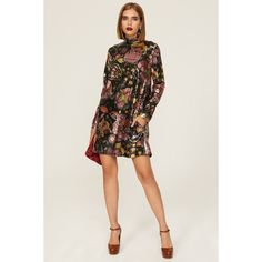 Black floral sequins (100% Polyester). Shift. Long sleeves. Mock neck. Back zipper closure. 33.5" from shoulder to hemline. Imported. Rent The Runway, Closet Designs, Mini Shift Dress, Black Floral, Mock Neck, Black Dress, Long Sleeves, Mini Dress, Zipper