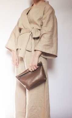 Leather lunch bag Plus Size Jacket, Linen Kimono, Linen Tops, Linen Pajamas, Natural Linen Fabric, Linen Scarves, Linen Clothing, Linen Jackets, Clothing Plus Size