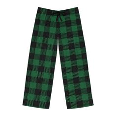 Green and Black Plaid Holiday PJ Pants are the perfect lounge pants for Dad or any special man in your life! 100% polyester jersey knit fabric - a silky smooth choice that, along with the relaxed fit, helps anyone feel at ease. Their back elastic with a drawstring tie and all-over-print capability deliver great looks with the best fit possible. .: 100% polyester .: Light fabric (6 oz/yd² (203 g/m .: Relaxed comfort fit .: Back elastic and a black drawstring tie .: White seam thread .: Sewn-in ca Plaid Long Pants For Lounging, Casual Plaid Lounge Pants, Casual Plaid Lounging Bottoms, Casual Plaid Bottoms For Lounging, Green Pajama Pants, Boys Pjs, Mens Pajama Pants, Holiday Plaid, Pj Pants