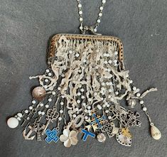 Junk Necklace Diy, Assemblage Jewelry Repurposed, Junk Jewelry Traditional, Vintage Assemblage Jewelry Silver, Repurposed Crafts, Scissor Fobs, Assemblage Doll Necklace, Altered Art Jewelry, Vintage Assemblage Necklace