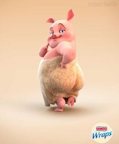 an animated pig standing on its hind legs