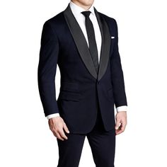 Buying a suit is an experience - our customers have had the most success by scheduling a virtual sizing consultation with our sizing specialists. To book a sizing appointment in-store, please visit our locations page. Our athletic fit navy stretch tuxedo is crafted from a performance fabric blend that is extremely stretchy while still providing an incredibly professional appearance. The blazers are lined with our dress shirt fabric making them lightweight, breathable and moisture-wicking. It als Tailored Classic Navy Tuxedo, Fitted Semi-formal Tuxedo With Welt Pockets, Navy Tuxedo-style Fitted Blazer, Navy Single-breasted Sport Coat With Lapel Collar, Blue Single-breasted Tuxedo In Suiting Fabric, Stretch Dress Pants, Performance Dresses, Single Button Blazer, Blazer Designs