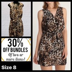 New With Tags Size 8 Knot Front Dress Animal Print Sleeveless Mini Dress Has A Figure Flattering Knot Front Detail. .Machine Washable.100% Polyester. ****Bundle And Save**** 8 Knot, Knot Front Dress, Dress Animal Print, Dress With Puffy Sleeves, Front Knot Dress, Floral Dresses Short, Knot Dress, Womens Shift Dresses, Mini Sundress