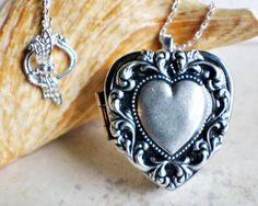 Scalloped heart music box locket, heart locket with music box inside. #jewelry #handmade #Uniquehandmadegifts #charsfavoritethings #holidaygift Music Box Locket, Goth House, Heart Shaped Locket, Heart Music, Saint Helens, Heart Center, Turquoise Jewelry Native American, Floral Heart, Photo Locket