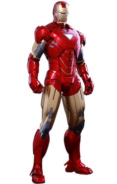 an iron man standing in front of a white background