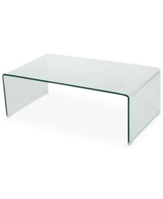 a clear glass coffee table on a white background with no one in it or someone else