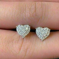 (eBay) Find many great new & used options and get the best deals for 4.00Ct Round VVS1 Moissanite Heart Shape Stud Earrings 14K White Gold Plated at the best online prices at eBay! Free shipping for many products! Heart Diamond Earrings, Jewelry Manufacturers, Heart Studs, Heart Earrings Studs, Fine Earrings, Diamond Cluster, Diamond Heart, Stud Earring, Round Cut Diamond