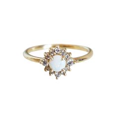 14K Australian Opal Flower Ring Opal Rings In Yellow Gold With Diamond Accents, Gold Opal Ring With Diamond Accents, Gold Opal Rings With Rose Cut Diamonds, Elegant Opal Ring With Rose Cut Diamonds, Opal Rings In Yellow Gold With Rose Cut Diamonds, Opal Gold Ring, Goddess Ring, Opal Silver Ring, Flower Diamond Ring