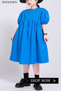 Plus Size Blue Loose Cotton Summer Dresses Cotton Summer Dresses, Cotton Dress Summer, Summer Cotton, Cup Size, Dress Fabric, Summer Dress, Loose Fitting, Cotton Blend, Summer Dresses