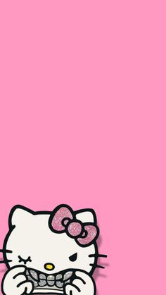 a hello kitty wallpaper with pink background