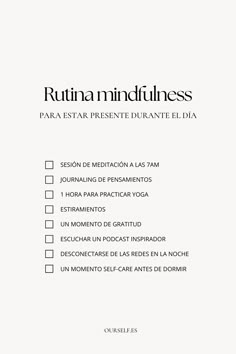 Acciones para estar presente durante el día Morning Checklist, Journal Organization, Yoga Inspo, Spiritual Yoga, Yoga Mantras, Bullet Journal School, Manifestation Board, Coach Me