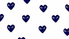 many blue hearts with eyes are shown on a white background