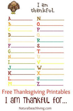 Thanksgiving Coloring and Activity Printables, I am thankful for, Thanksgiving ABC's, Thankful tree, Coloring pages, Free Thanksgiving Printables for Kids Thanksgiving Abc, Thankful Printable, Activity Printables, Thanksgiving Worksheets, Thanksgiving School, Free Thanksgiving Printables, Tree Coloring, Thankful Tree, Thanksgiving Coloring