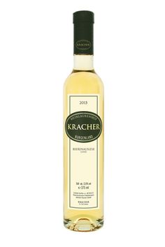 a bottle of kracher white wine on a white background with the label in english