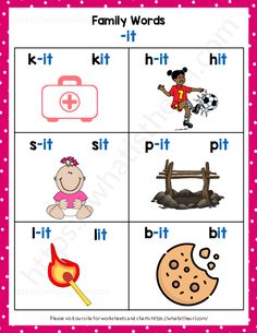 a printable worksheet for the family words