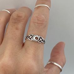 Sterling Silver Celtic Moon Ring, Silver Rings, Celtic Ring, 925 Stamped Face Height: 6 Mm Material: 925 Sterling Silver Celtic Wedding Ring Sets, Rings With Meaning, Silver Celtic Rings, Celtic Moon, Celtic Bracelet, Ring Moon, Celtic Ring, Rings Ideas, Casual Rings