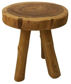 a small wooden stool made out of wood